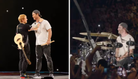 Chris Hemsworth sorprendió tocando la batería en un concierto de Ed Sheeran