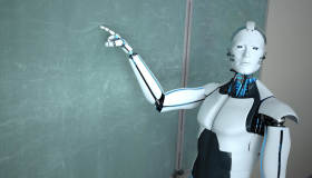 Educación del futuro con robots reemplazando a los maestros